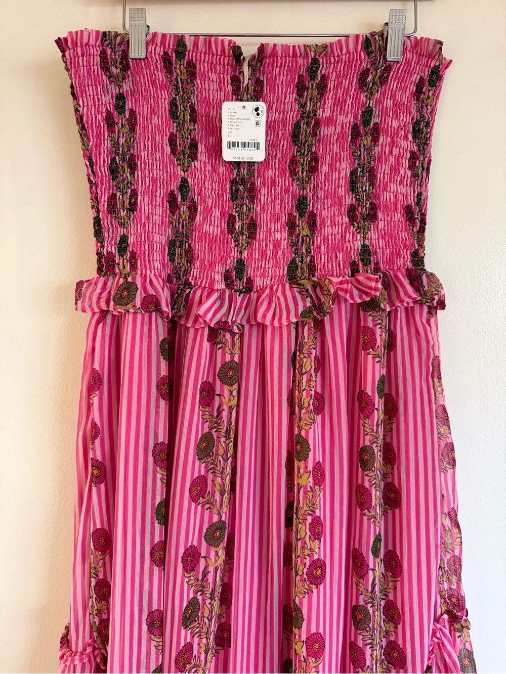 Free People Hot Pink Tiered Smocked Midi Dress - Picture 7 of 8